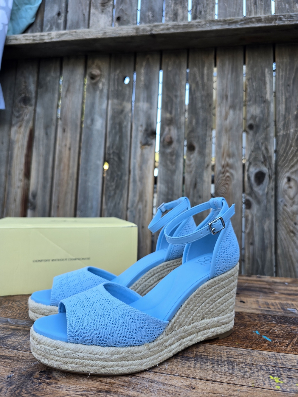 Cozy Island Blue Women's Espadrille Wedge Sandals with Ankle Strap Size 6 - Picture 5 of 11
